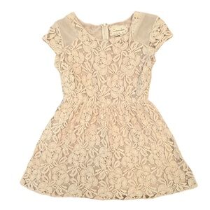 Vintage Y2K Cream Fit and Flare Lace Mini Baby Doll Dress Size XS
